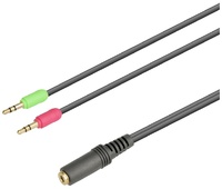 Adap. Jack 3,5mm 4pin H (esté.+micro) a 2xJack M esté. 0.2m