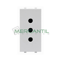 Base de Enchufe Bipolar Italiana con Toma Tierra 19-26mm 2P+T con Seguridad 1 Modulo Zenit NIESSEN - Color Plata
