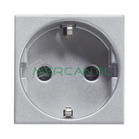 Base de Enchufe Bipolar Schuko con Toma Tierra Lateral 2P+T 16A Embornamiento Automatico con Seguridad 2 Modulos Zenit NIESSEN - Color Plata