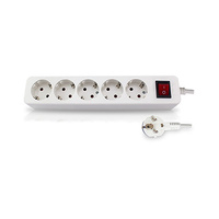 Base múltiple de enchufes 2P+TT lateral 5 tomas con interruptor 3 metros blanco Mega GSC