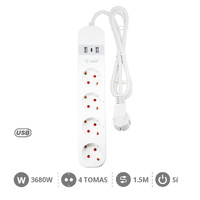 Base multiple inteligente via wifi o bluetooth 4T  2 USB  tipo C 3x1.5mm 1,5M