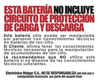 Batería recargable Li-Ion ICR18650, SIN cto. de control