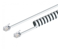 Cable para teléfono rizado RJ9 4V/4C, 2.0m Blanco