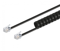 Cable para teléfono rizado RJ9 4V/4C, 2.0m Negro