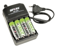 Cargador baterías 1-4 AAA/AA NI-MH + 4 baterías AA 2700mAh