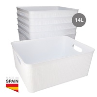 Cesto organizador plástico 14L Blanco - 6u retráctil