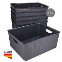 Cesto organizador plástico 14L Gris - 6u retráctil
