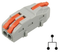 Conector 1 a 2 vías rápido con bloqueo de palanca