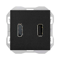 Conector HDMI + USB Tipo A Simon 270 Color Negro Mate