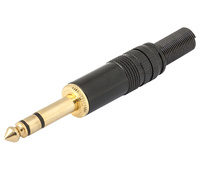 Jack macho estéreo de 6,3mm negro-dorado