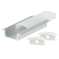 Kit perfil aluminio traslucido empotrable 2M para tiras LED hasta 12mm Gris
