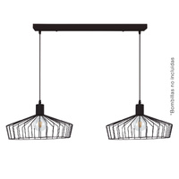Lampara de techo colgante Serie Bamil doble E27 Ø380mm Negro