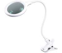 Lupa con pinza para mesa y luz LED, 3 dioptrías x1.75