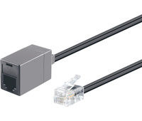 Prolongador modular RJ11 6V/4C macho - hembra, 15.0m Negro