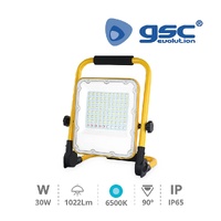 Proyector LED Sampaya con batería 30W 6500K luz emergencia salida USB
