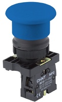 Pulsador seta d:40mm metálico azul 1NA