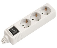 Regleta alimentación Schuko con interruptor, sin cable 1E:3S