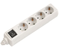 Regleta alimentación Schuko con interruptor, sin cable 1E:4S