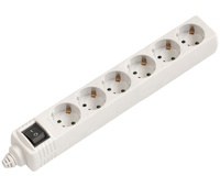 Regleta alimentación Schuko con interruptor, sin cable 1E:6S