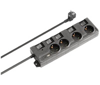 Regleta de 1E:4S Schuko con interruptores individuales y USB