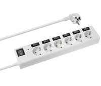 Regleta de 1E:6S Schuko con interruptores individuales