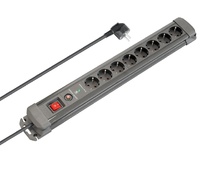 Regleta de 1E:8S Schuko con interruptor y protección