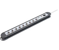 Regleta de 1E:9S Schuko con interruptor y protector