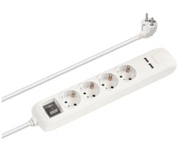 Regleta de alimentación Schuko 1E:4S + 2 USB 2.1A
