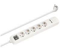 Regleta de alimentación Schuko 1E:5S + 2 USB 2.1A