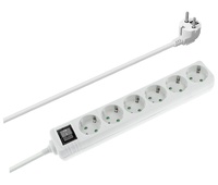 Regleta de red Schuko con interruptor 1E:6S