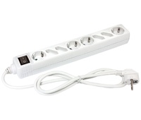 Regleta red con interruptor 1E:4S Schuko + 4 Europa