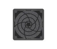 Rejilla ventilador 80x80mm, plástico negra con filtro