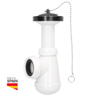 Sifon botella corto extensible salida Ø40mm reductora Ø32mm valvula lavabo - bidet