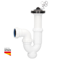 Sifon curvo extensible salida Ø40mm reductora Ø32mm valvula lavabo - bidet