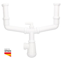Sifon doble para fregadero sin valvulas