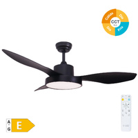 Ventilador techo Biula con luz CCT regulable y mando Ø122 3 aspas DC Negro