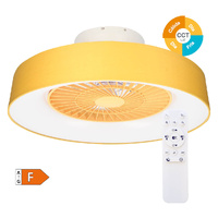 Ventilador techo Box Fan Niskot con luz CCT regulable y mando Ø55 Beige