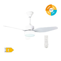 Ventilador techo Bumera con luz CCT regulable y mando Ø117 3 aspas Blanco