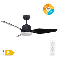 Ventilador techo Bumera con luz CCT regulable y mando Ø117 3 aspas Negro