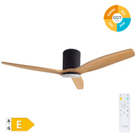 Ventilador techo Kasama con luz CCT regulable y mando Ø132 3 aspas DC Negro
