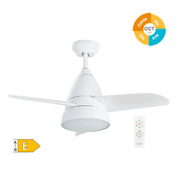 Ventilador techo Kidau con luz CCT regulable y mando Ø91 3 aspas Blanco