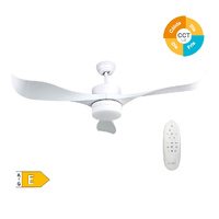 Ventilador techo Kota con luz CCT regulable y mando Ø132 3 aspas DC Blanco