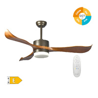 Ventilador techo Kota con luz CCT regulable y mando Ø132 3 aspas DC Café