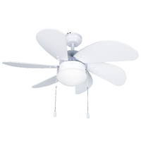 Ventilador techo Larde 2xE27 Ø82 6 aspas DC Blanco