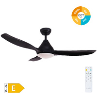 Ventilador techo Luma con luz CCT regulable y mando Ø117 3 aspas DC Negro