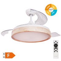 Ventilador techo Ranta con luz CCT regulable y mando Ø107 3 aspas retráctiles DC Blanco