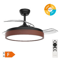 Ventilador techo Ranta con luz CCT regulable y mando Ø107 3 aspas retráctiles DC Negro
