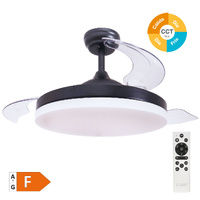 Ventilador techo Tungati con luz CCT regulable y mando Ø107 3 aspas retráctiles DC Negro