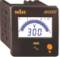 Voltimetro digital LCD con barra gráfica. Trifásico con conmutador 50~480VAC. 230VAC. 72x72mm