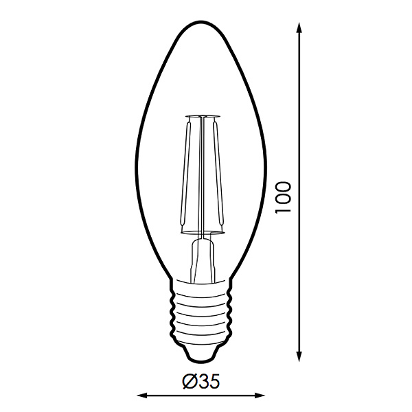 Bombilla LED Filamento E14 C35 4W Ámbar 